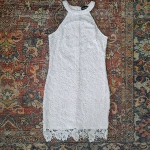 White Lace Halter Mini Dress Size M